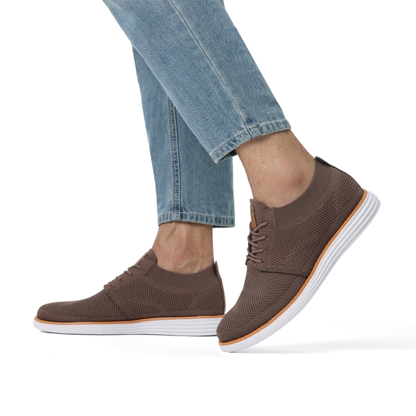 [KnitFlex Breeze] Men's Breathable Mesh Oxford Sneakers - LIGHT BROWN - 7
